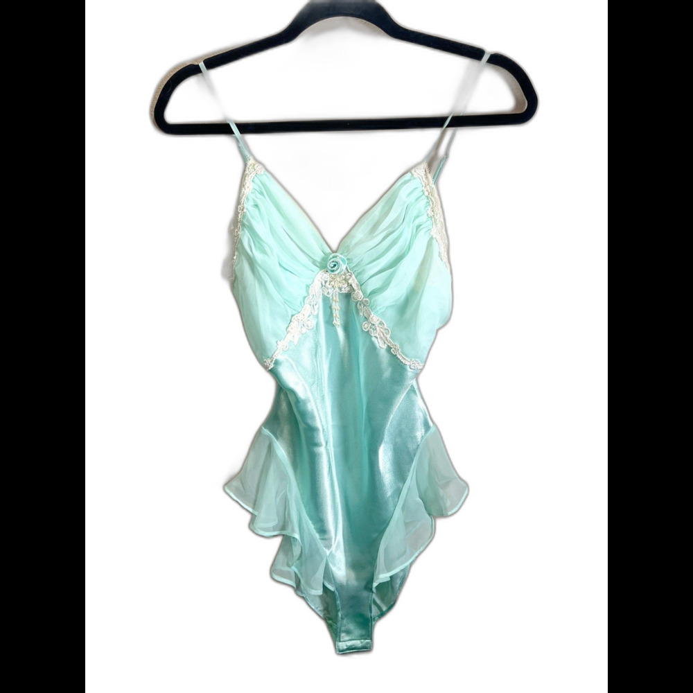 Delicates Intimates Bodysuit Size S Vintage 80's Silk Aesthetic Sultry Lingerie